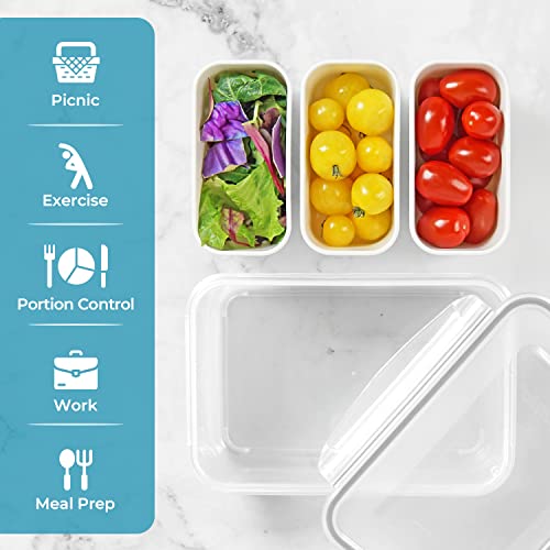 carrotez 3 Compartment Food Container - 4.64 Cup (1100ml) - color: White, size: 3 Compartment (4.6 Cup)