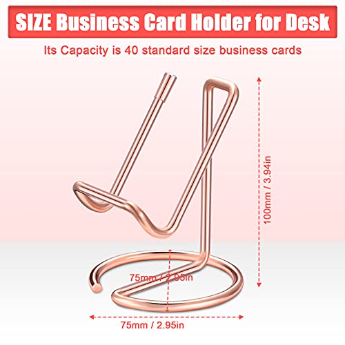 2 Pieces Metal Business Card Holder for Desk - color: Rose Gold