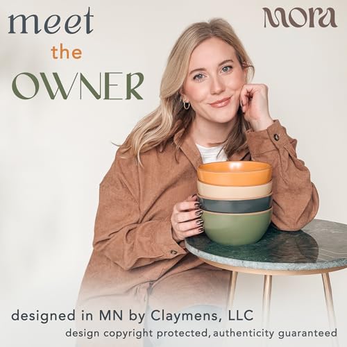 Mora Ceramic Artisan Matte Bowls For Kitchen 28oz - Bowl Set of 4 - For Cereal, Salad, Pasta, Soup, Dessert etc - Dishwasher, Microwave, and Oven Safe - For Breakfast, Lunch and Dinner - Safari Colors - color: Safari Colors