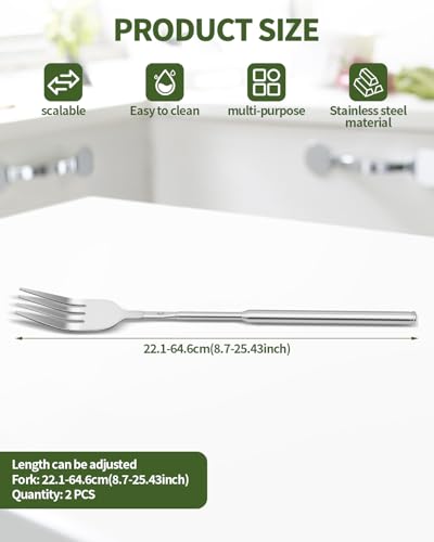 2 PCS Extendable Fork, Prank Long Telescopic Forks, Expandable 8.7-25.4" - style: 2 PCS Fork