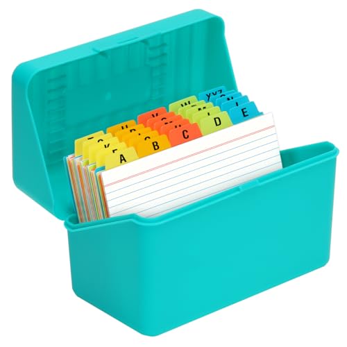 H4D 4x6 Index Card Holder with 100 Index Cards and 25 Dividers, Teal - color: Teal, size: 4"x6"