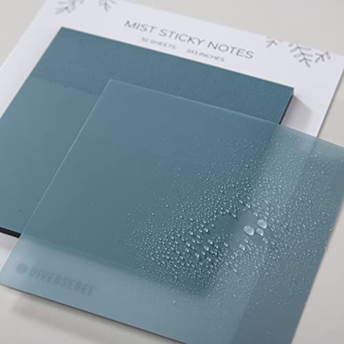 DiverseBee 50 Sheets Pastel Transparent Sticky Notes, 3x3” Clear Sticky Tabs, Translucent Page Flags Book Markers Stickers, Planner Accessories, Bible Journaling Study Office School Supplies (Mist) - color: Mist
