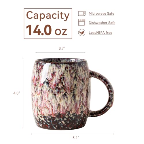 Raspberry Cream Ceramic Mug, 14oz Reactive Glaze Coffee Mug, Gift for Her - color: 14OZ - Raspberry Cream · NURTURE