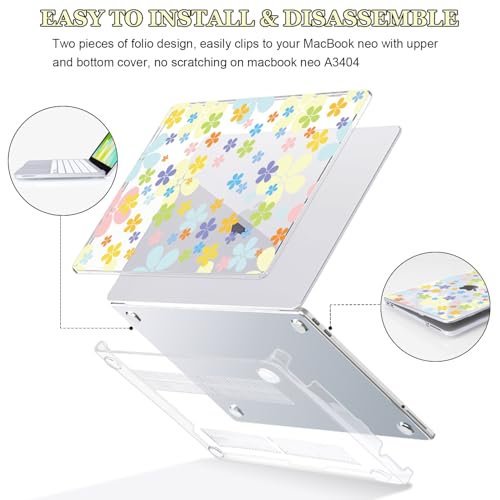 Vibrant Floral Clear Case for 2026 MacBook Neo 13 Inch A18 Pro A3404 - color: Colorful Flowers
