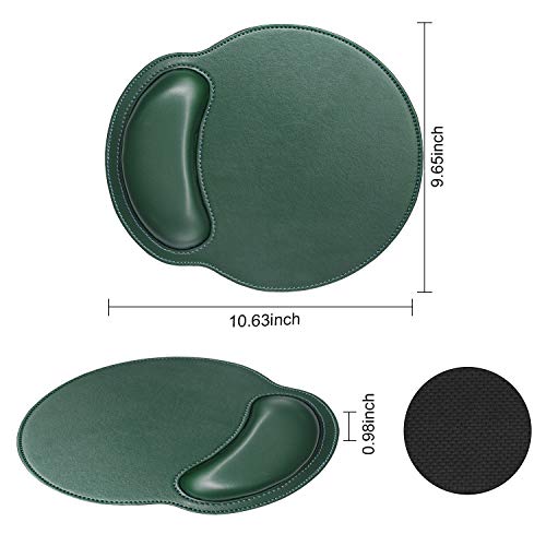 RICHEN Ergonomic PU Leather Keyboard Wrist Rest and Mouse Pad with Wrist Support, Memory Foam Set for Computer/Laptop,Gaming and Office, Comfortable for Easy Typing & Pain Relief (Dark Green) - color: Dark Green