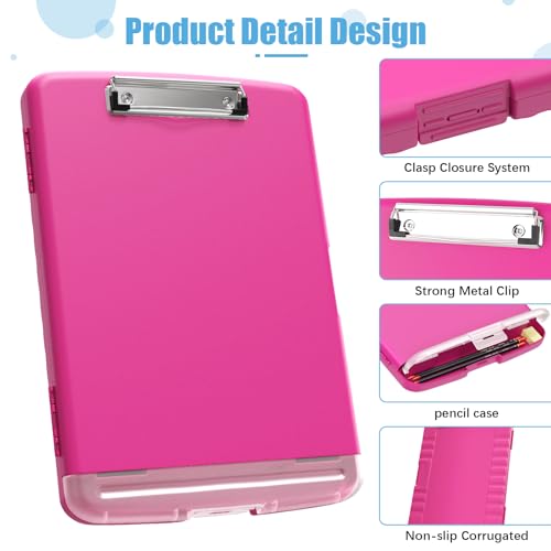 Hongri Clipboard with Storage with Pencil Case, 8.5 x 11 Storage Clip Board - color: Red