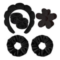 Spa Headband Set Washing and makeup sponge hair hoop suit bath towel cloth for cleaning the face or bath beam. (Black, Average code) - color: Black