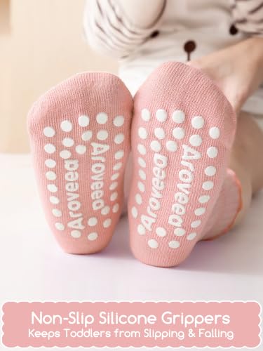 Aroveea Toddler Socks Non Slip Grip Baby Girls Kids Ankle Cute 12 Pack - color: Multitones Ruffle, size: 1-3T