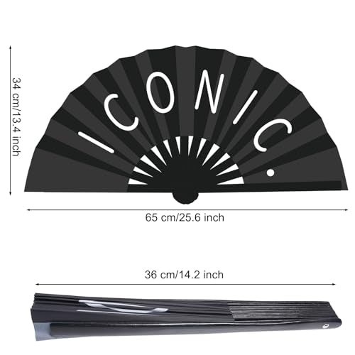 3 Pack Large Hand Fan Bamboo Folding Rave Fan Handheld Chinese Shade Iconic Fan for Festival Parade Halloween Christmas Party Performance Decoration 13 inch