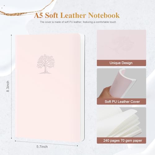 Comix 6 Pack A5 Notebooks, 5.6" x 7.9" Softcover Lined Journals for Men & Women,240 Pages Thick Paper College Ruled Notebooks for Work,School & Business Meetings - color: Light Colored