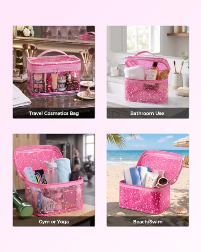 Star Clear Makeup Bag, Waterproof Travel Cosmetic Bag Toiletry bag,Pink - color: Pink