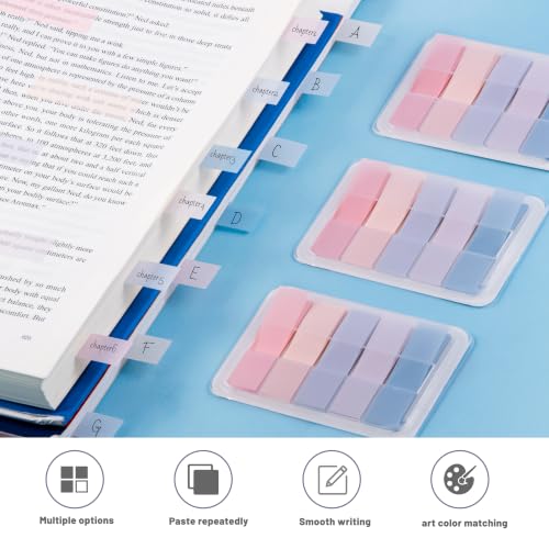 Golcellia Sticky Tabs, Pastel Book Tabs for Notebooks, 300 Pcs - color: Pastel Pink, Lavender, Purple and Blue