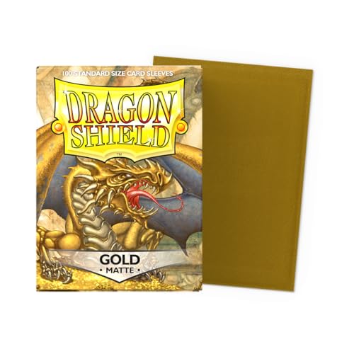 Dragon Shield | Standard Size Card Matte Sleeves | 100 CT - Smooth & Tough Premium TCG Sleeves | Compatible with Pokemon, Flesh & Blood, One Piece & Magic the Gathering | Gold - color: Gold