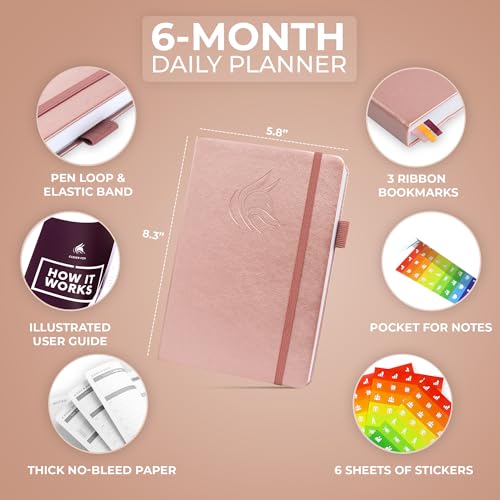 Clever Fox Daily Planner, Undated Professional & College Day, Rose Gold - color: Rose Gold (Undated)