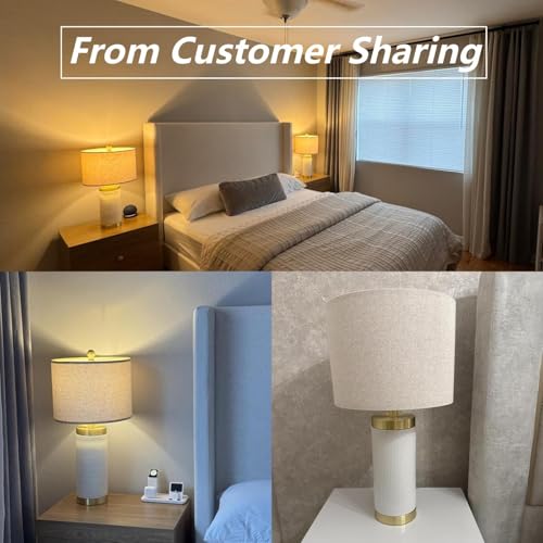 USumkky 24.5" Modern Ceramic White Bedside Lamp for Bedroom Decor Farmhouse Table Lamp for Living Room Office Dorm - color: ‏‏Off-White