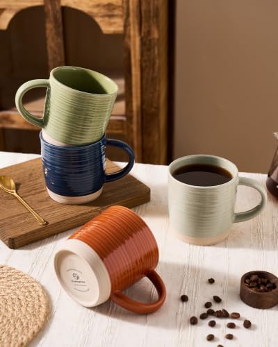 famiware Coffee Mugs Set of 4, 13 oz Mug Set, Ceramic Cup Set with Handle - color: Constellation- Multicolor-Earthy Tones, size: 4 Count (Pack of 1)