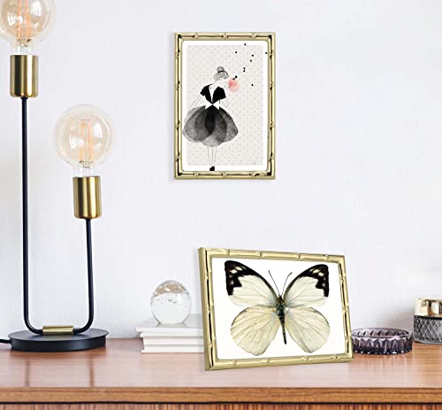 YiPinYin 4x6'' Bamboo Detail Design Gold Metal Picture Frame 2pack, Elegant gold Plated Photo Frames 4 x 6'' With Soft Touch Velvet Backing for Desktop and Wall Décor - color: Gold, size: 4x6Inch 2PK