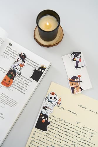 5pcs/Set Cute Magnetic Bookmark, Funny Peeping Ghost Book Marker Clip for Teachers, Students, Book Lovers Gifts, Printing on 2 Side (Ghost) - color: Ghost