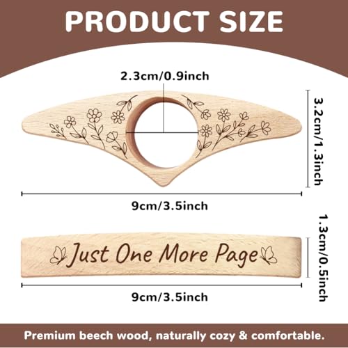 Book Page Holder, Handmade Beech Wooden Thumb Book Holder for Reading, Ideal Reader Gifts & Reading Accessories Gifts for Women Reading Lovers - color: Flower