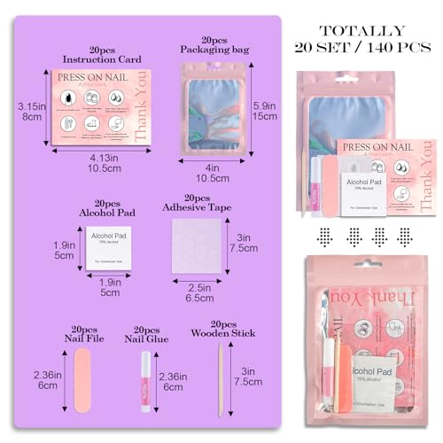Disposable Nail Supplies Kits(140pcs20set-pink) - size: 140pcs20set-pink