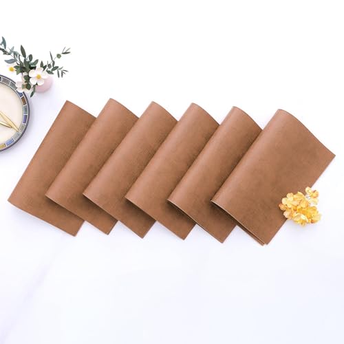 Homaxy PU Faux Leather Placemats for Dining Table, Set of 6, Brown - color: Brown