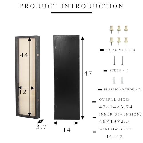 Freezing point Shadow Box Frame 14x47 Flower Shadow Box Pin Display Case Cabinet Picture Frame with Linen Back Memorabilia Awards Medals Badge Bouquet Wedding Memory Box for Keepsakes Long Black - color: Black, size: 14×47