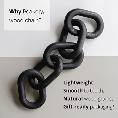 PEAKOLY Wood Chain Link Decor - Modern Coffee Table Decor Items, Black Chain Decor for Coffee Table, Wooden Decorative Chain, Bookshelf Decor, Shelf Decor Accents, Table Decorations for Living Room - color: Black