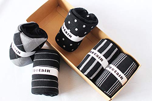 Feetalk Odor Resistant Dress Socks for Men Cotton Business Crew Socks Patterned Socks Funny - color: 1, size: 9-13