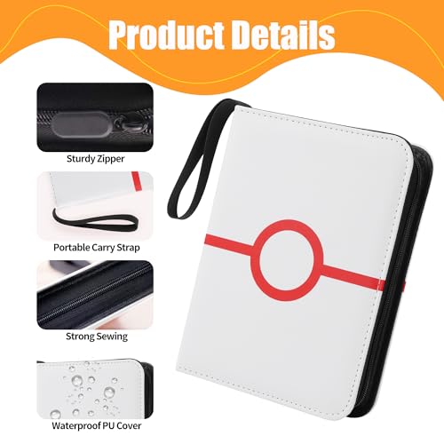 4 Pocket Trading Card Binder, Portable Card Collection for Standard Cards - color: B White, size: 4-Pocket