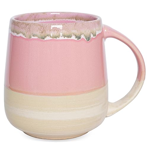 Bosmarlin Extra Large Ceramic Coffee Mug, 23 Oz, Dishwasher and Microwave Safe, Oversized Big Tea Cup, Reactive Glaze (Pink) - color: Pink