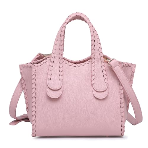 JEN & CO. Marla Whipstitch Satchel Bag, Crossbody Shoulder Purse for Women - color: Mauve