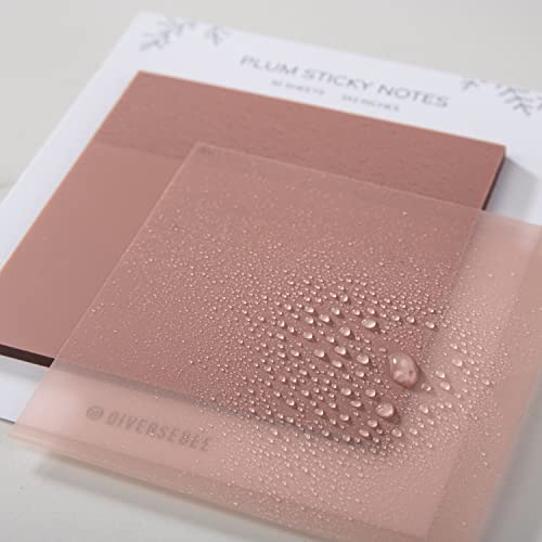 DiverseBee 50 Sheets Pastel Transparent Sticky Notes, 3x3” Clear Sticky Tabs, Translucent Page Flags Book Markers Stickers, Planner Accessories, Bible Journaling Study Office School Supplies (Plum) - color: Plum