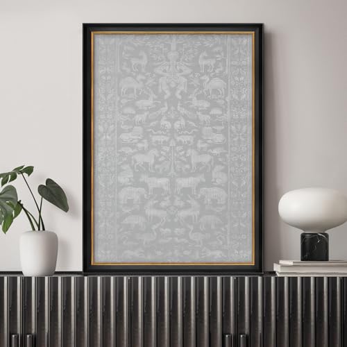 MUDECOR Premium Framed Wall Art Intricate Animal Pattern in Soft Gray Illustrations Impressionism Scenic Colorful for Living Room, Bedroom, Office - 26"x36" Black - color: A07-2308-irs31, size: 36"L x 26"W, style: Black Frame
