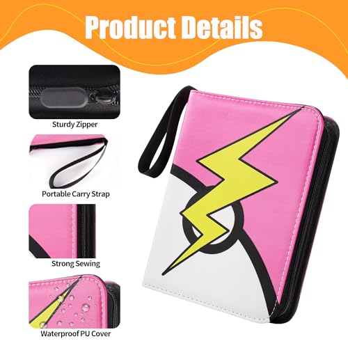 9 Pocket Trading Card Binder, Portable Card Collection for Standard Cards - color: B Pink-Lighting, size: 9-Pocket