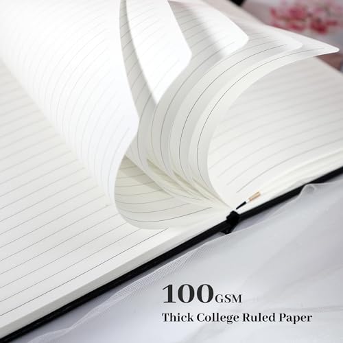 Lined Journal Notebook for Women Cute Leather Journals for Writing - color: Black