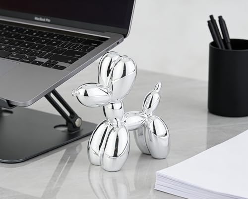 4 Inch Shiny Silver Balloon Dog Sculpture - color: Shiny Silver
