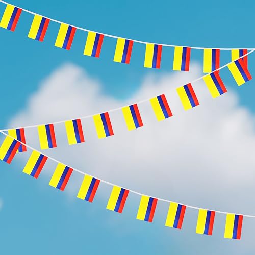 100 Feet Colombia String Flag, 76 Pcs Colombian Banner Flag, Small Mini World Banner Flags for Sports Events, Bars Decorations, School Festivals, Party Decorations, Celebrations (Colombia) - color: Colombia