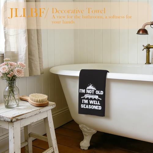 Funny BBQ Grilling Kitchen Hand Towels 16x24 Inch, Father's Day Grilling Gifts, Grill Lovers Gifts, I'm Not Old I'm Well Seasoned Decorative Hand Towels for Kitchen - color: Seasoned