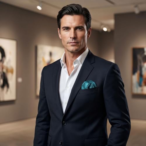 S&W SHLAX&WING Mens Pocket Square Paisley Multicolor Large for Business Wedding - color: Ah77