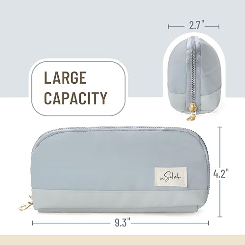 Mr. Pen- Wide-Opening Pencil Case, Triangle Design - color: Light Blue