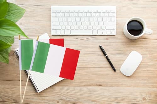 25Pack Small Italy Flag Handheld Mini Italian Flag on Stick 5x8 Inch - color: Italy