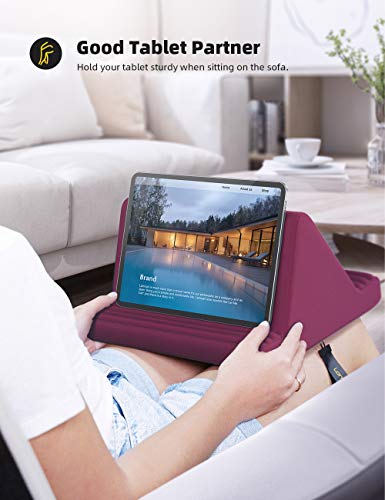 Lamicall Tablet Pillow Stand iPad Bed Soft Holder for Lap 6 Viewing Angles - color: Purplish Red