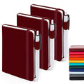 feela 3 Pack Pocket Notebook Journals with 3 Black Pens, A6 Mini Cute Small Journal Notebook Bulk Hardcover College Ruled Notepad with Pen Holder for Office School Supplies, 3.5”x 5.5”, Wine - color: A6 3 Wine