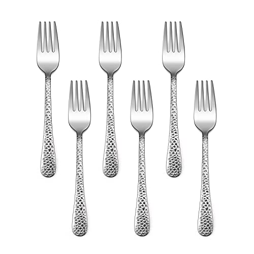 E-far Stainless Steel Kids Forks, 6PCS for Toddler Preschooler Children - size: Fork x 6, style: Hammered