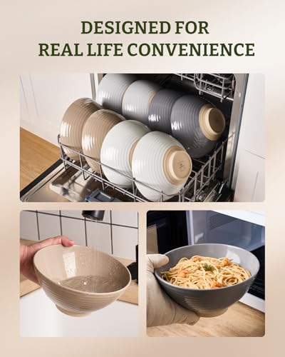 Milkyway 54 oz Large Ramen Bowls Set of 2, Cinnamon Brown & Dark Gray - color: Cinnamon Brown & Dark Gray