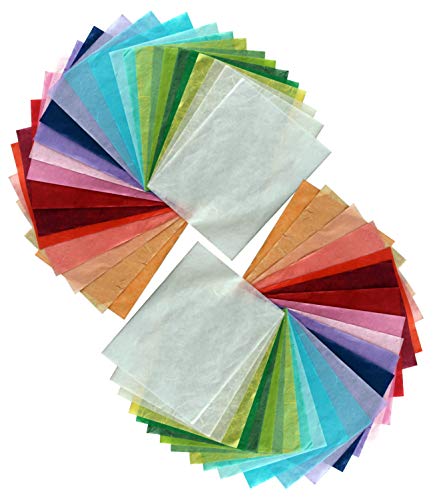 50 Sheets Handmade Mulberry Paper, Assorted Colors Natural Fiber Washi Paper for Card Making, Scrapbooking, Decoupage, Origami, DIY Crafts, and Wedding Invitations
