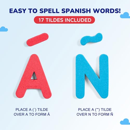 JoyCat 260 Pcs English and Spanish Magnetic Letters Kit with Board
