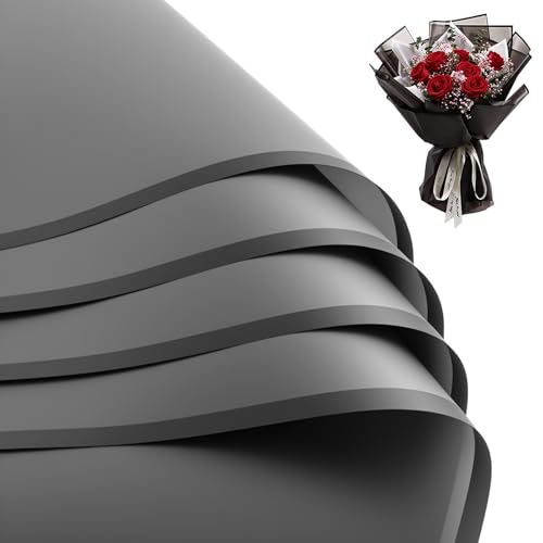 CCIJESW 20 Sheets Flower Bouquet Wrapping Paper Flora Packaging Blakc-2 - color: 019-Transparent Black
