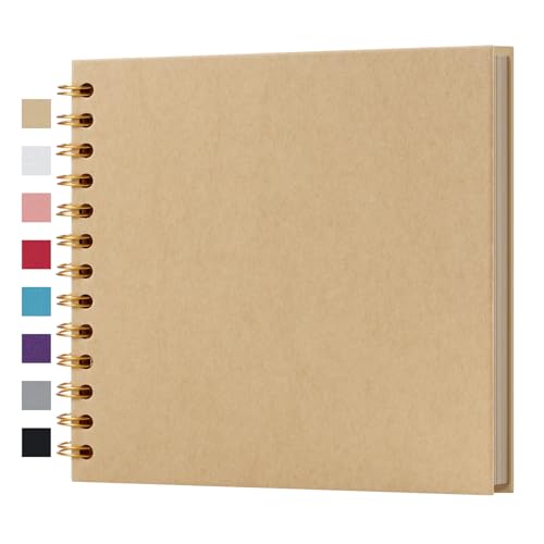 potricher 7 x 7 Inch Small DIY Scrapbook Photo Album 40 Pages, Yellow - color: Yellow, size: 7 Inch 40 Pages