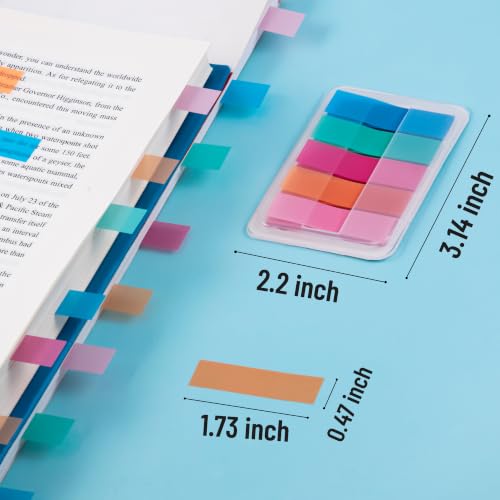 Golcellia Sticky Tabs, Bright Book Tabs for Notebooks, 300 Pcs - color: Blue, Teal, Pink, Coral, and Orange
